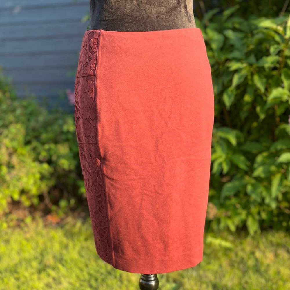 Lysse maroon lace panel pencil skirt stitch fix size medium